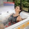 imageEmpava Acrylic Whirlpool Bathtub 71Inch Jetted Bathtub with Healing Chromotherapy Heated Soaking Tub with LED Control Panel Comforting Hydro Massage Tub with Waterfall Joy Black Pillow71JT351