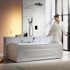 imageEmpava Acrylic Whirlpool Bathtub 71Inch Jetted Bathtub with Healing Chromotherapy Heated Soaking Tub with LED Control Panel Comforting Hydro Massage Tub with Waterfall Joy Black Pillow71JT351