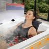 imageEmpava Acrylic Whirlpool Bathtub 71Inch Jetted Bathtub with Healing Chromotherapy Heated Soaking Tub with LED Control Panel Comforting Hydro Massage Tub with Waterfall Joy Black Pillow71JT351BK