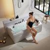 imageEmpava Acrylic Whirlpool Bathtub 71Inch Jetted Bathtub with Healing Chromotherapy Heated Soaking Tub with LED Control Panel Comforting Hydro Massage Tub with Waterfall Joy Black Pillow71JT351BK