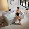 imageEmpava Acrylic Whirlpool Bathtub 71Inch Jetted Bathtub with Healing Chromotherapy Heated Soaking Tub with LED Control Panel Comforting Hydro Massage Tub with Waterfall Joy Black Pillow71JT351