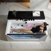 imageEmpava Acrylic Whirlpool Bathtub 71Inch Jetted Bathtub with Heater 10 Jets Hydromassage with Chromatherapy 3Side Apron with LED Control Panel Waterfall Black Hardware and Nozzles71JT408BK