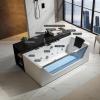 imageEmpava Acrylic Whirlpool Bathtub 71Inch Jetted Bathtub with Heater 10 Jets Hydromassage with Chromatherapy 3Side Apron with LED Control Panel Waterfall Black Hardware and Nozzles71JT408BN