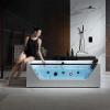 imageEmpava Acrylic Whirlpool Bathtub 71Inch Jetted Bathtub with Heater 10 Jets Hydromassage with Chromatherapy 3Side Apron with LED Control Panel Waterfall Black Hardware and Nozzles71JT408BK