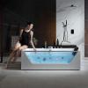 imageEmpava Acrylic Whirlpool Bathtub 71Inch Jetted Bathtub with Heater 10 Jets Hydromassage with Chromatherapy 3Side Apron with LED Control Panel Waterfall Black Hardware and Nozzles71JT408