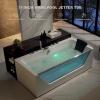 imageEmpava Acrylic Whirlpool Bathtub 71Inch Jetted Bathtub with Heater 10 Jets Hydromassage with Chromatherapy 3Side Apron with LED Control Panel Waterfall Black Hardware and Nozzles71JT408