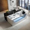 imageEmpava Acrylic Whirlpool Bathtub 71Inch Jetted Bathtub with Heater 10 Jets Hydromassage with Chromatherapy 3Side Apron with LED Control Panel Waterfall Black Hardware and Nozzles71JT408