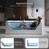 imageEmpava Acrylic Whirlpool Bathtub 71Inch Jetted Bathtub with Heater 10 Jets Hydromassage with Chromatherapy 3Side Apron with LED Control Panel Waterfall Black Hardware and Nozzles71JT408