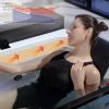imageEmpava Acrylic Whirlpool Bathtub 71Inch Jetted Bathtub with Heater 10 Jets Hydromassage with Chromatherapy 3Side Apron with LED Control Panel Waterfall Black Hardware and Nozzles71JT408BK