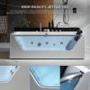 imageEmpava Acrylic Whirlpool Bathtub 71Inch Jetted Bathtub with Heater 10 Jets Hydromassage with Chromatherapy 3Side Apron with LED Control Panel Waterfall Black Hardware and Nozzles71JT408