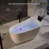 imageEmpava Update Acrylic Whirlpool Bathtub 59 Inch Acrylic Freestanding Jetted Tub Hydromassage Gracefully Oval Shaped with 16 Hydromassage Jets with Lumbar and Neck Support Black Pillow No faucet