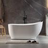 imageEmpava Update Acrylic Whirlpool Bathtub 59 Inch Acrylic Freestanding Jetted Tub Hydromassage Gracefully Oval Shaped with 16 Hydromassage Jets with Lumbar and Neck Support Black Pillow No faucet