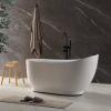 imageEmpava Update Acrylic Whirlpool Bathtub 59 Inch Acrylic Freestanding Jetted Tub Hydromassage Gracefully Oval Shaped with 16 Hydromassage Jets with Lumbar and Neck Support Black Pillow No faucet