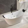 imageEmpava Update Acrylic Whirlpool Bathtub 67Inch Freestanding Boat Shaped Jetted Bathtub with Healing Chromotherapy 18 Hydromassage Jet DoubleEnded Massage Bathtub with Two Black Pillows No faucet
