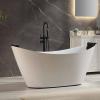 imageEmpava Update Acrylic Whirlpool Bathtub 67Inch Freestanding Boat Shaped Jetted Bathtub with Healing Chromotherapy 18 Hydromassage Jet DoubleEnded Massage Bathtub with Two Black Pillows No faucet