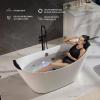 imageEmpava Update Acrylic Whirlpool Bathtub 67Inch Freestanding Boat Shaped Jetted Bathtub with Healing Chromotherapy 18 Hydromassage Jet DoubleEnded Massage Bathtub with Two Black Pillows No faucet