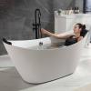 imageEmpava Update Acrylic Whirlpool Bathtub 67Inch Freestanding Boat Shaped Jetted Bathtub with Healing Chromotherapy 18 Hydromassage Jet DoubleEnded Massage Bathtub with Two Black Pillows No faucet