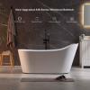 imageEmpava Update Acrylic Whirlpool Bathtub 67Inch Freestanding Gracefully Oval Shaped Jetted Bathtub with Healing Chromotherapy 16 Hydromassage Jets SingleEnded Bathtubs with Pillow No faucet