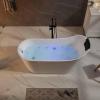 imageEmpava Update Acrylic Whirlpool Bathtub 67Inch Freestanding Gracefully Oval Shaped Jetted Bathtub with Healing Chromotherapy 16 Hydromassage Jets SingleEnded Bathtubs with Pillow No faucet