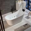 imageEmpava Update Acrylic Whirlpool Bathtub 67Inch Freestanding Gracefully Oval Shaped Jetted Bathtub with Healing Chromotherapy 16 Hydromassage Jets SingleEnded Bathtubs with Pillow No faucet