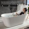 imageEmpava Update Acrylic Whirlpool Bathtub 67Inch Freestanding Gracefully Oval Shaped Jetted Bathtub with Healing Chromotherapy 16 Hydromassage Jets SingleEnded Bathtubs with Pillow No faucet