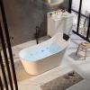 imageEmpava Update Acrylic Whirlpool Bathtub 67Inch Freestanding Gracefully Oval Shaped Jetted Bathtub with Healing Chromotherapy 16 Hydromassage Jets SingleEnded Bathtubs with Pillow No faucet