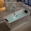 imageEmpava Update Acrylic Whirlpool Bathtub 67Inch Freestanding Rectangular Jetted Bathtub with Healing Chromotherapy 18 Hydromassage Jet DoubleEnded Bathtub with Black Pillows and Nozzles No Faucet