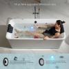imageEmpava Update Acrylic Whirlpool Bathtub 67Inch Freestanding Rectangular Jetted Bathtub with Healing Chromotherapy 18 Hydromassage Jet DoubleEnded Bathtub with Black Pillows and Nozzles No Faucet