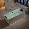 imageEmpava Update Acrylic Whirlpool Bathtub 67Inch Freestanding Rectangular Jetted Bathtub with Healing Chromotherapy 18 Hydromassage Jet DoubleEnded Bathtub with Black Pillows and Nozzles No Faucet
