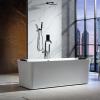 imageEmpava Update Acrylic Whirlpool Bathtub 67Inch Freestanding Rectangular Jetted Bathtub with Healing Chromotherapy 18 Hydromassage Jet DoubleEnded Bathtub with Black Pillows and Nozzles No Faucet