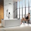 imageEmpava Update Acrylic Whirlpool Bathtub 67Inch Freestanding Rectangular Jetted Bathtub with Healing Chromotherapy 18 Hydromassage Jet DoubleEnded Bathtub with Black Pillows and Nozzles No Faucet