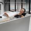 imageEmpava Update Acrylic Whirlpool Bathtub 67Inch Freestanding Rectangular Jetted Bathtub with Healing Chromotherapy 18 Hydromassage Jet DoubleEnded Bathtub with Black Pillows and Nozzles No Faucet