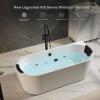 imageEmpava Update Acrylic Whirlpool Bathtub 71Inch Freestanding Gracefully Oval Shaped Jetted Bathtub with Healing Chromotherapy 18 Hydromassage Jets SingleEnded Bathtubs Black Nozzles No faucet