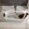 imageEmpava Update Acrylic Whirlpool Bathtub 71Inch Freestanding Gracefully Oval Shaped Jetted Bathtub with Healing Chromotherapy 18 Hydromassage Jets SingleEnded Bathtubs Black Nozzles No faucet
