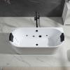 imageEmpava Update Acrylic Whirlpool Bathtub 71Inch Freestanding Gracefully Oval Shaped Jetted Bathtub with Healing Chromotherapy 18 Hydromassage Jets SingleEnded Bathtubs Black Nozzles No faucet