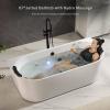 imageEmpava Update Acrylic Whirlpool Bathtub 71Inch Freestanding Gracefully Oval Shaped Jetted Bathtub with Healing Chromotherapy 18 Hydromassage Jets SingleEnded Bathtubs Black Nozzles No faucet
