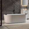 imageEmpava Update Acrylic Whirlpool Bathtub 71Inch Freestanding Gracefully Oval Shaped Jetted Bathtub with Healing Chromotherapy 18 Hydromassage Jets SingleEnded Bathtubs Black Nozzles No faucet