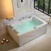 imageEmpava 2 Person Heated Soaking Whirlpool Bathtub 71 Jetted Tubs with 16 Jets8 Water Jetted  8 Air Bubble Acrylic SPA Bath Tub with LED control panel Faucet and two white pillows
