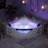 imageEmpava 59quot Corner Whirlpool Bathtub for 2Person Luxury Jetted Spa Tub with 10 Hydro Massage Jets BuiltIn Heater Chromatherapy LED Lights ampamp Constant Heat System ETL Certified Acrylic Tub