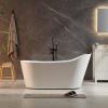 imageEmpava Update Acrylic Whirlpool Bathtub 67Inch Freestanding Gracefully Oval Shaped Jetted Bathtub with Healing Chromotherapy 16 Hydromassage Jets SingleEnded Bathtubs with Pillow No faucet