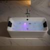 imageEmpava Update Acrylic Whirlpool Bathtub 67Inch Freestanding Rectangular Jetted Bathtub with Healing Chromotherapy 18 Hydromassage Jet DoubleEnded Bathtub with Black Pillows and Nozzles No Faucet