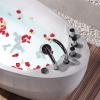 imageEmpava 67 inch Whirlpool Bathtub Acrylic Freestanding Tub Hydromassage Gracefully Rectangle Shaped Whirlpool 8 Water Jets Soaking SPA DoubleEnded Massage Bathtub with Black Pillows White67AIS02