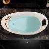 imageEmpava 67 inch Whirlpool Bathtub Acrylic Freestanding Tub Hydromassage Gracefully Rectangle Shaped Whirlpool 8 Water Jets Soaking SPA DoubleEnded Massage Bathtub with Black Pillows White67AIS02