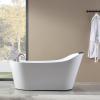 imageEmpava 67 inch Whirlpool Bathtub Acrylic Freestanding Tub Hydromassage Gracefully Rectangle Shaped Whirlpool 8 Water Jets Soaking SPA DoubleEnded Massage Bathtub with Black Pillows White67AIS09