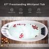 imageEmpava 67 inch Whirlpool Bathtub Acrylic Freestanding Tub Hydromassage Gracefully Rectangle Shaped Whirlpool 8 Water Jets Soaking SPA DoubleEnded Massage Bathtub with Black Pillows White67AIS02