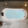 imageEmpava 67 inch Whirlpool Bathtub Acrylic Freestanding Tub Hydromassage Gracefully Rectangle Shaped Whirlpool 8 Water Jets Soaking SPA DoubleEnded Massage Bathtub with Black Pillows White67AIS09