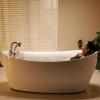 imageEmpava 67 inch Whirlpool Bathtub Acrylic Freestanding Tub Hydromassage Gracefully Rectangle Shaped Whirlpool 8 Water Jets Soaking SPA DoubleEnded Massage Bathtub with Black Pillows White67AIS02