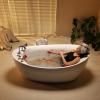 imageEmpava 67 inch Whirlpool Bathtub Acrylic Freestanding Tub Hydromassage Gracefully Rectangle Shaped Whirlpool 8 Water Jets Soaking SPA DoubleEnded Massage Bathtub with Black Pillows White67AIS02