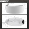imageEmpava 67 inch Whirlpool Bathtub Acrylic Freestanding Tub Hydromassage Gracefully Rectangle Shaped Whirlpool 8 Water Jets Soaking SPA DoubleEnded Massage Bathtub with Black Pillows White67AIS02