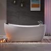imageEmpava 67 inch Whirlpool Bathtub Acrylic Freestanding Tub Hydromassage Gracefully Rectangle Shaped Whirlpool 8 Water Jets Soaking SPA DoubleEnded Massage Bathtub with Black Pillows White67AIS02